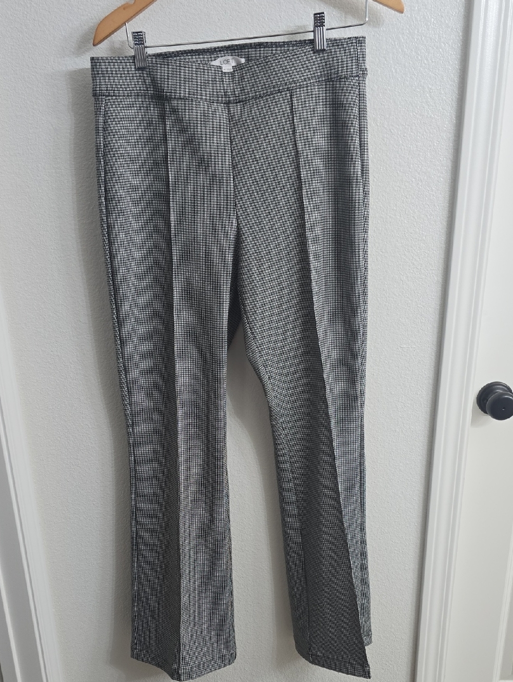 LOFT Black and White Houndstooth Tailored Dress Pants